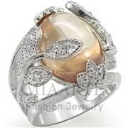 Wholesale AAA Grade CZ, Champagne, High-Polished, Women, Sterling Silver, Ring