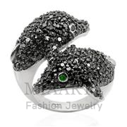 Wholesale Synthetic, Emerald, Rhodium&Ruthenium, Women, Sterling Silver, Ring