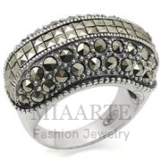 Wholesale Synthetic, BlackDiamond, Antique Tone, Women, Sterling Silver, Ring