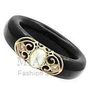 Wholesale Synthetic, White, IP Gold(Ion Plating), Women, Brass, Bangle