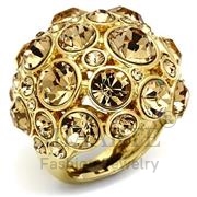 Wholesale Top Grade Crystal, Light Smoked, Gold, Women, Brass, Ring