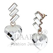 Wholesale Top Grade Crystal, Clear, Rose Gold, Women, Iron, Earrings