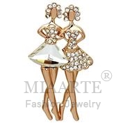 Wholesale Synthetic, Clear, Flash Rose Gold, Women, White Metal, Brooches