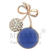 Wholesale Synthetic, Capri Blue, Flash Rose Gold, Women, White Metal, Brooches