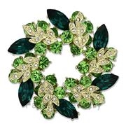Wholesale Top Grade Crystal, Emerald, Flash Gold, Women, White Metal, Brooches