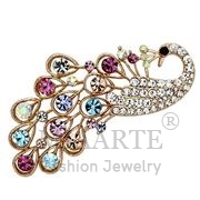 Wholesale Top Grade Crystal, MultiColor, Flash Rose Gold, Women, White Metal, Brooches