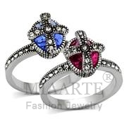 Wholesale Synthetic, MultiColor, Rhodium, Women, Brass, Ring