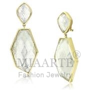 Wholesale Synthetic, White, IP Gold(Ion Plating), Women, Brass, Earrings