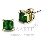 Wholesale Synthetic, Emerald, Gold, Women, Brass, Earrings