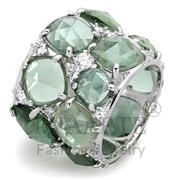 Wholesale Synthetic, Emerald, Rhodium, Women, Sterling Silver, Ring