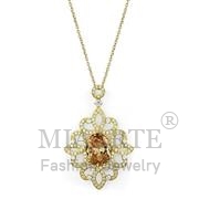 Wholesale AAA Grade CZ, Champagne, Gold, Women, Sterling Silver, Chain Pendant
