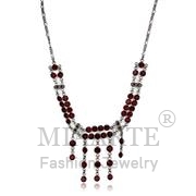Wholesale Top Grade Crystal, Siam, Ruthenium, Women, Sterling Silver, Necklace