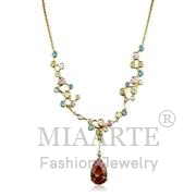 Wholesale AAA Grade CZ, Champagne, Gold, Women, Sterling Silver, Necklace