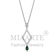 Wholesale Synthetic, Emerald, Rhodium, Women, Brass, Chain Pendant