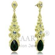 Wholesale Synthetic, Emerald, Gold & phll, Women, Brass, Earrings