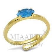 Wholesale Synthetic, Capri Blue, Flash Gold, Women, Brass, Ring