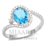 Wholesale Synthetic, London Blue, Rhodium, Women, Sterling Silver, Ring