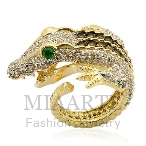 Ring,Sterling Silver,Rhodium+Gold+ Ruthenium,Synthetic,Emerald,Synthetic Glass