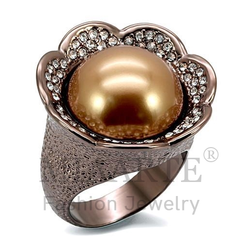 Ring,Brass,Chocolate Gold,Synthetic,Brown,Pearl