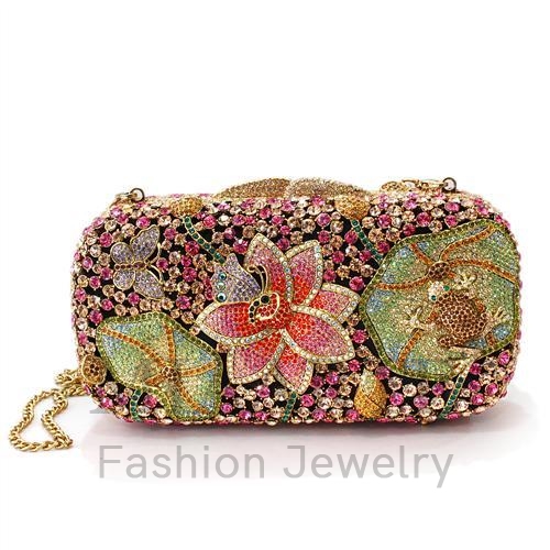 Clutch,White Metal,Ancientry Gold,Top Grade Crystal,MultiColor