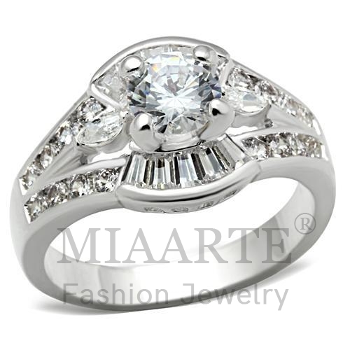 Ring,Sterling Silver,Silver Plated,AAA Grade CZ,Clear,Round