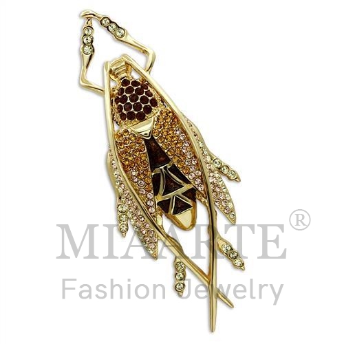 Brooches,White Metal,Gold,Top Grade Crystal,MultiColor