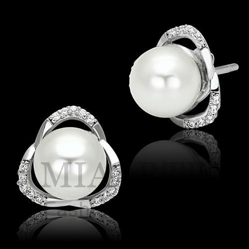 耳环,白铜,镀白,合成/人造,白色,珍珠
