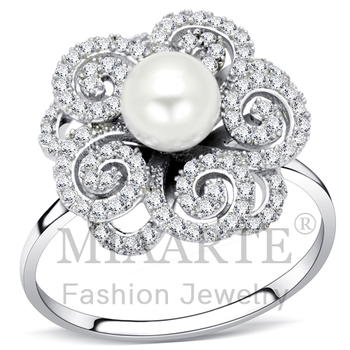 戒指,白銅,鍍白,合成/人造,白色,珍珠