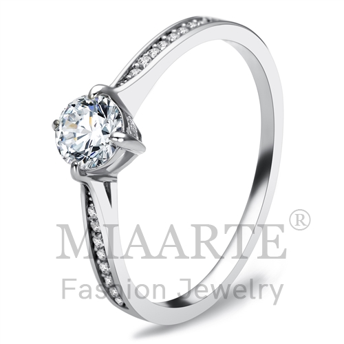 Ring,Sterling Silver,Rhodium,AAA Grade CZ,Clear,Round
