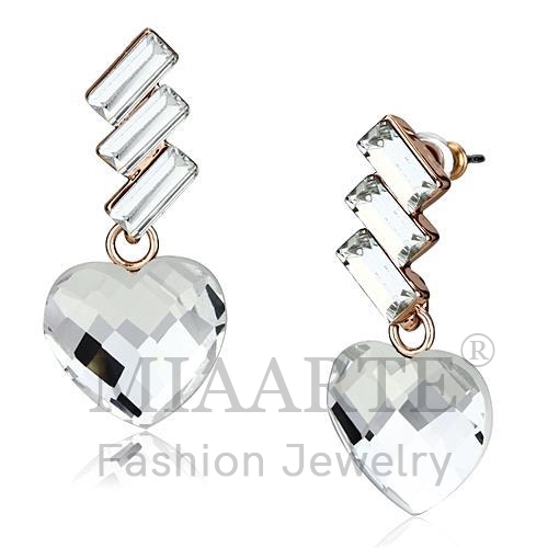 Earrings,Iron,Rose Gold,Top Grade Crystal,Clear