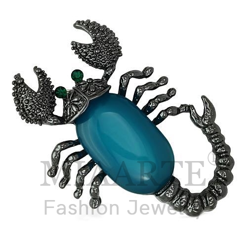 Brooches,White Metal,Ruthenium,Synthetic,Capri Blue,Synthetic Stone