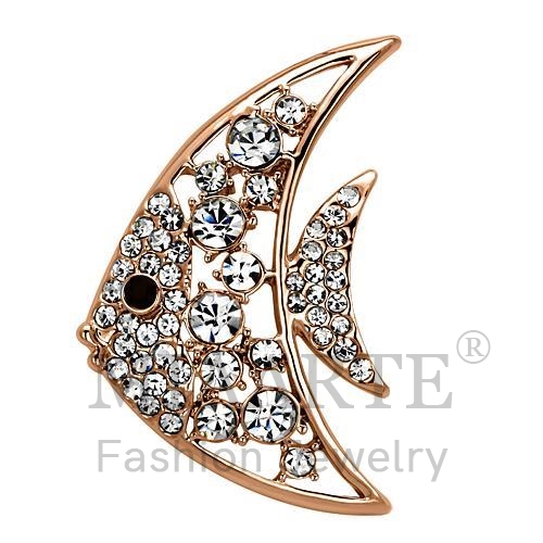 Brooches,White Metal,Flash Rose Gold,Top Grade Crystal,Clear