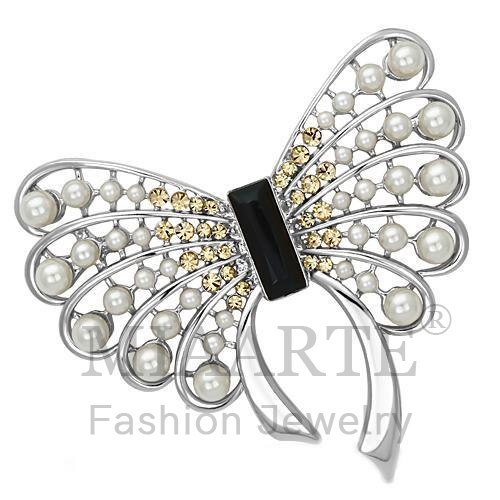 Brooches,White Metal,Imitation Rhodium,Synthetic,Jet,Pearl