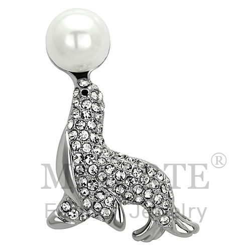 Brooches,White Metal,Imitation Rhodium,Synthetic,White,Pearl