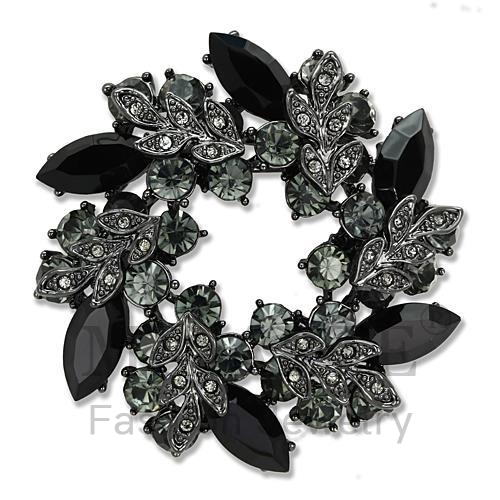 Brooches,White Metal,Ruthenium,Top Grade Crystal,Jet