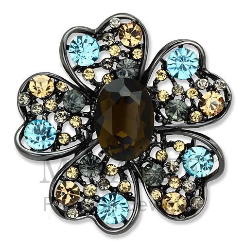 Brooches,White Metal,Ruthenium,Synthetic,Brown,Synthetic Glass