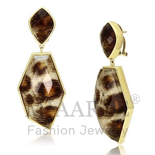 Earrings,Brass,IP Gold(Ion Plating),Synthetic,Animal pattern,Synthetic Stone