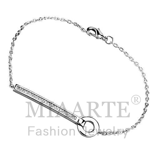 Bracelet,Brass,Rhodium,AAA Grade CZ,Clear