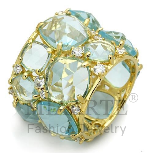 Ring,Sterling Silver,Gold,Synthetic,AquaMarine,Synthetic Glass