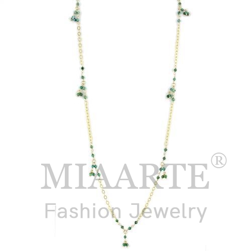 Necklace,Sterling Silver,Mat Gold,Semi-Precious,Emerald,Turquoise