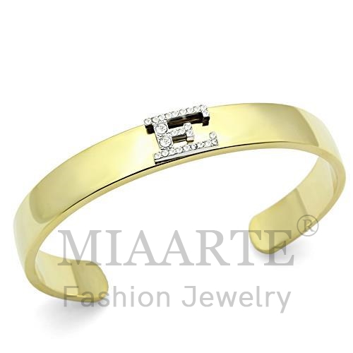 Bangle,White Metal,Two-Tone,Top Grade Crystal,Clear