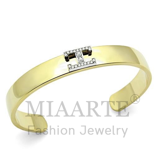 Bangle,White Metal,Two-Tone,Top Grade Crystal,Clear