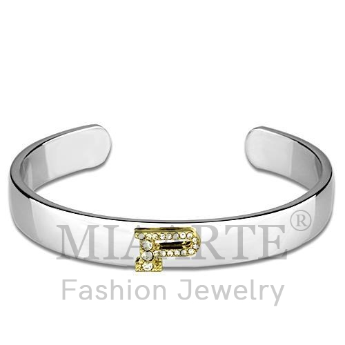 Bangle,White Metal,Reverse Two Tone,Top Grade Crystal,Clear