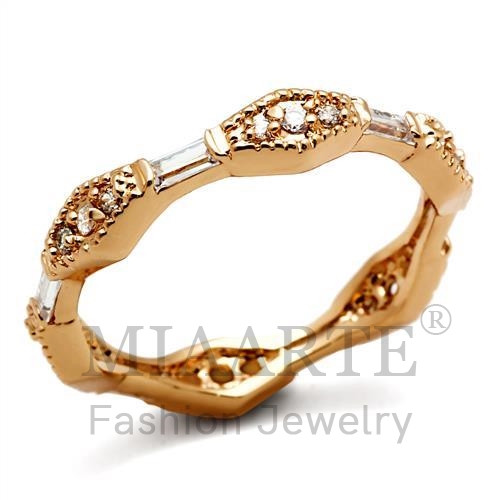 Ring,Brass,Rose Gold,AAA Grade CZ,Clear