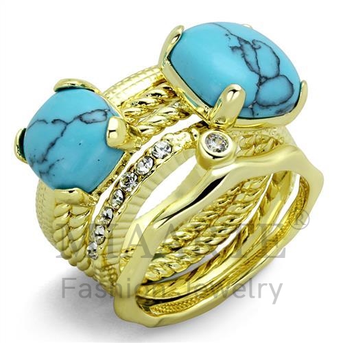 Ring,Brass,Gold,Synthetic,AquaMarine,Turquoise