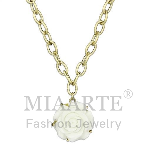 Necklace,Brass,Gold & phll,Synthetic,White,Synthetic Stone