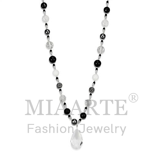 Necklace,White Metal,Antique Silver,Synthetic,Clear,Synthetic Glass