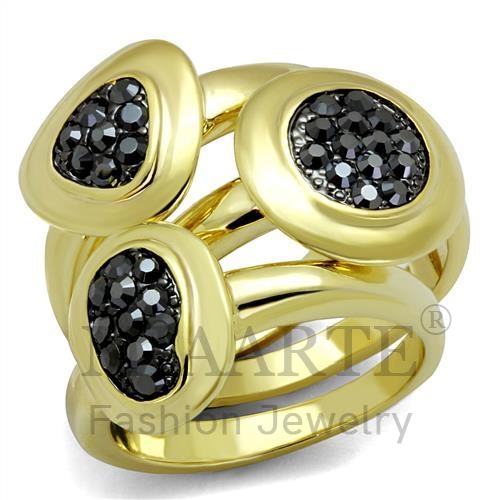 戒指,黃銅,鍍金,水鑽,黑膽石