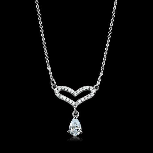 Necklace,Sterling Silver,Rhodium,AAA Grade CZ,Clear