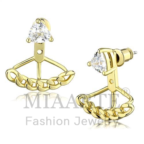 耳环,黄铜,镀金,苏联钻,透明,三角形